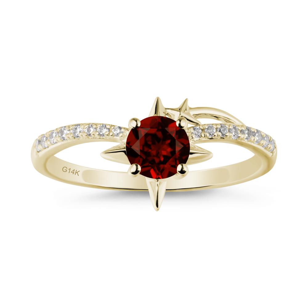 Simple Four Point Star Garnet Ring - LUO Jewelry #metal_14k yellow gold