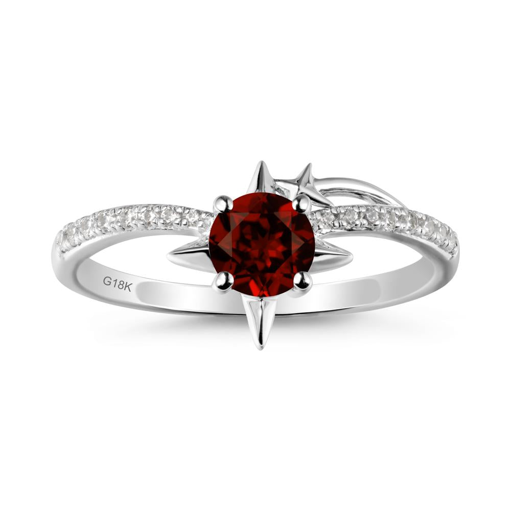 Simple Four Point Star Garnet Ring - LUO Jewelry #metal_18k white gold