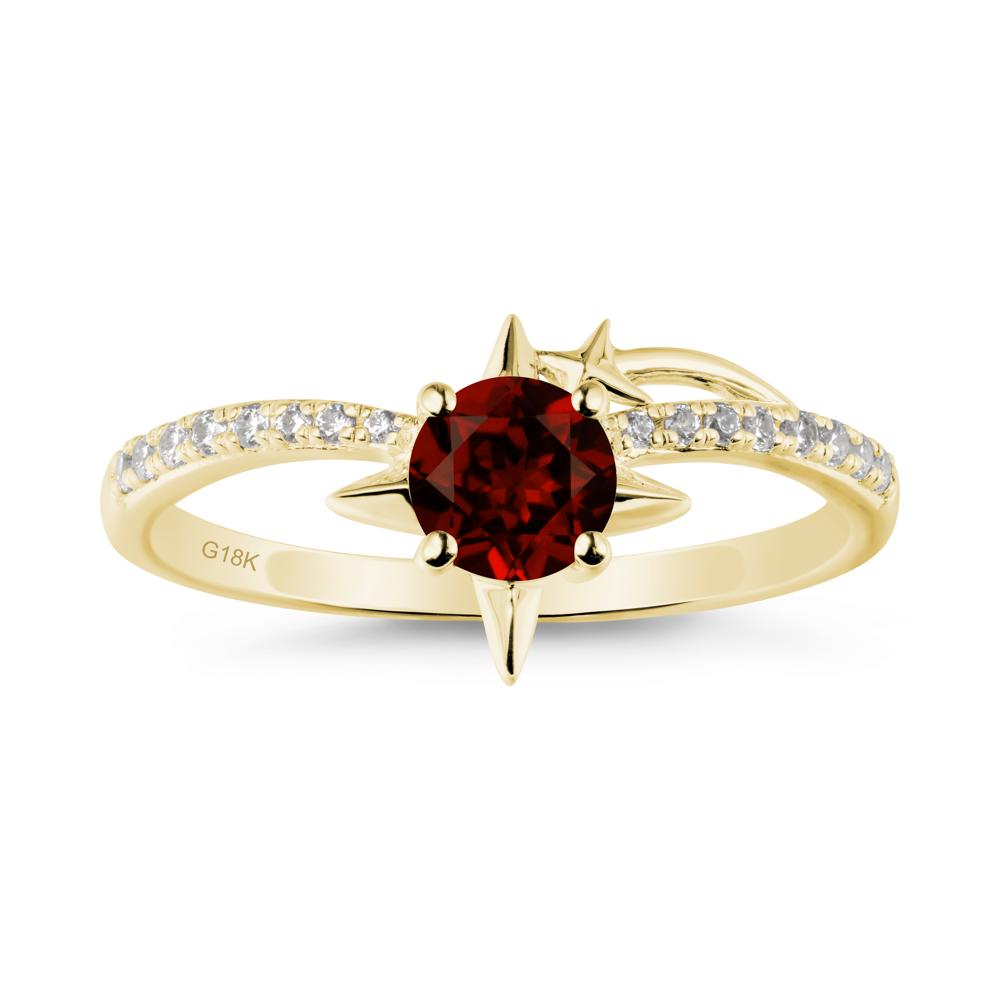 Simple Four Point Star Garnet Ring - LUO Jewelry #metal_18k yellow gold