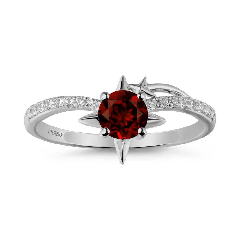 Simple Four Point Star Garnet Ring - LUO Jewelry #metal_platinum