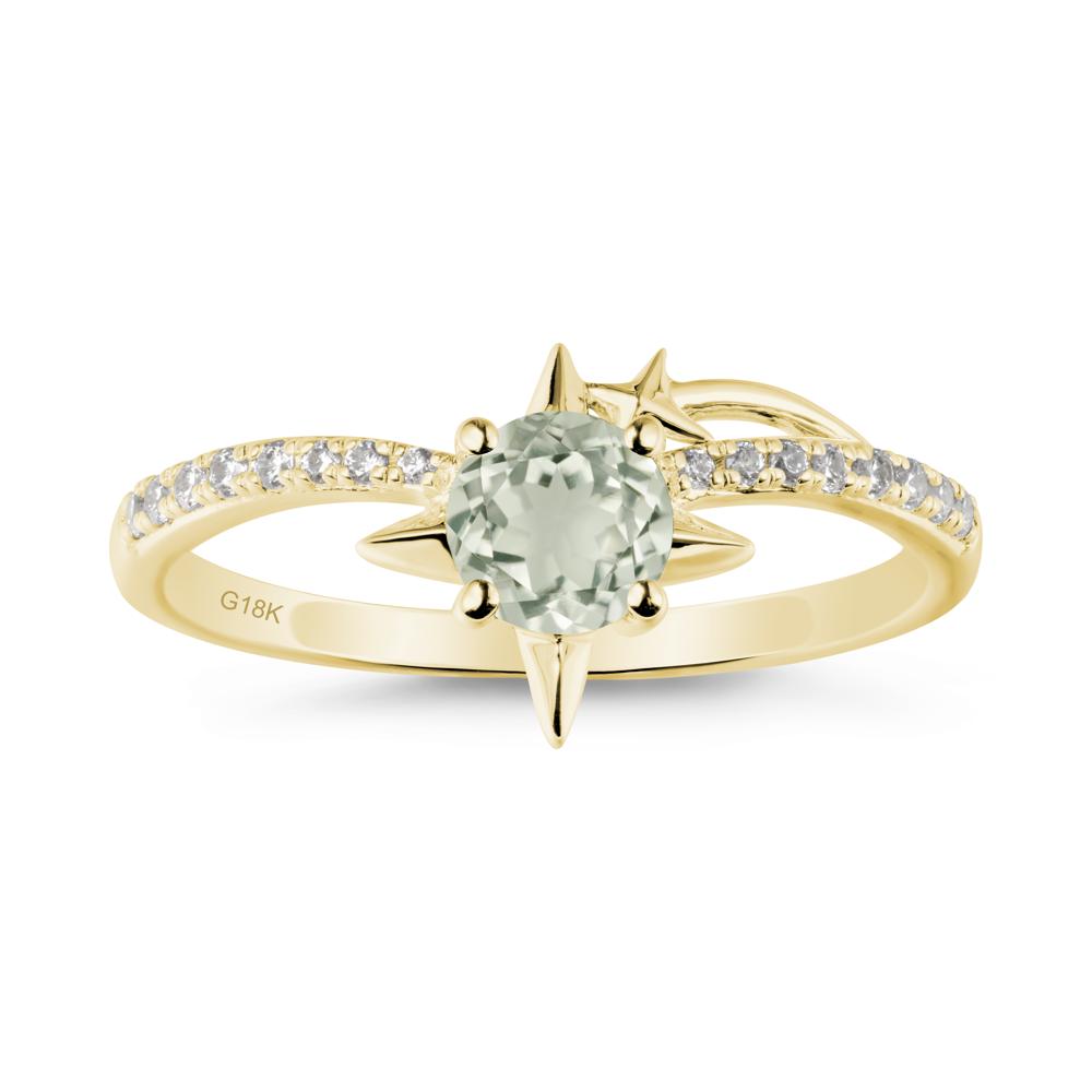 Round Green Amethyst Four Point Star Ring - LUO Jewelry #metal_18k yellow gold