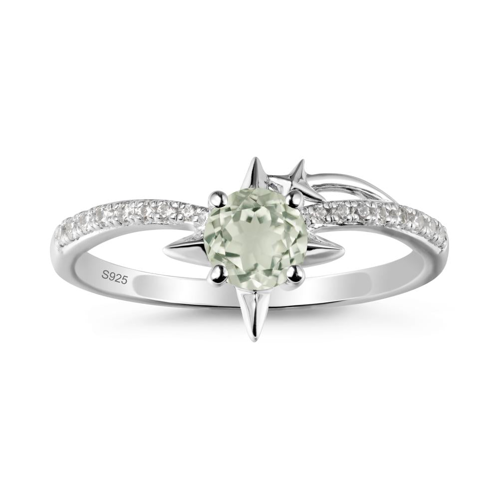 Round Green Amethyst Four Point Star Ring - LUO Jewelry #metal_sterling silver