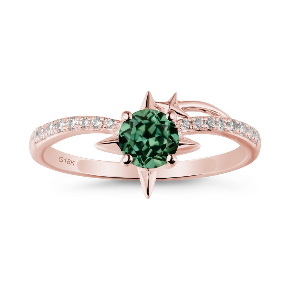 Simple Four Point Star Green Sapphire Ring - LUO Jewelry #metal_18k rose gold