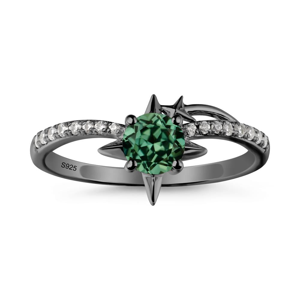 Simple Four Point Star Green Sapphire Ring - LUO Jewelry #metal_black finish sterling silver
