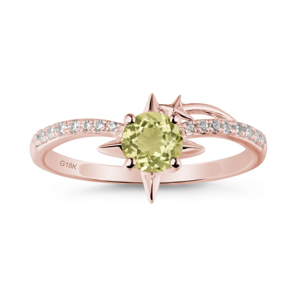 Round Lemon Quartz Four Point Star Ring - LUO Jewelry #metal_18k rose gold