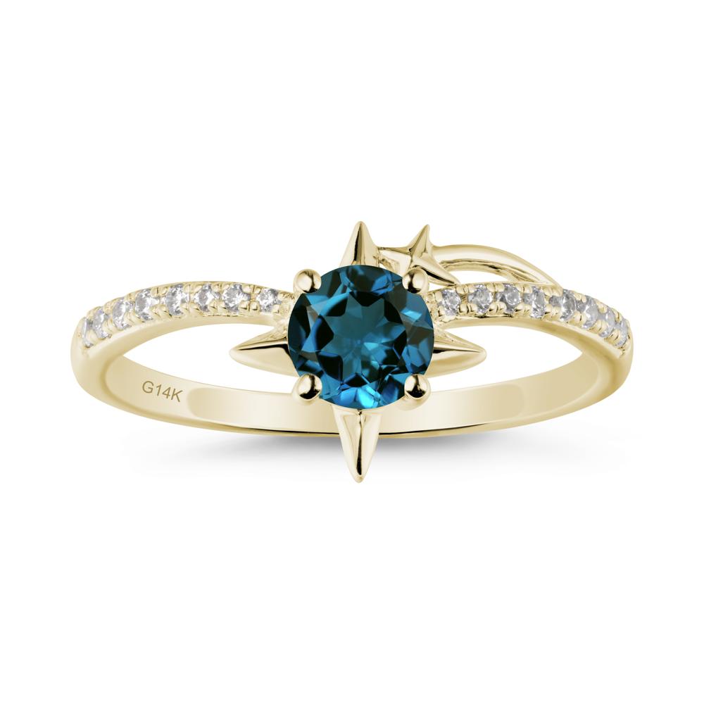 Simple Four Point Star London Blue Topaz Ring - LUO Jewelry #metal_14k yellow gold