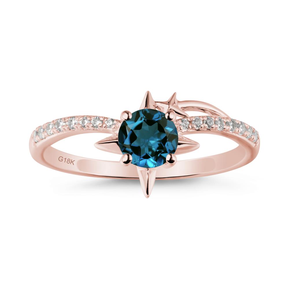 Simple Four Point Star London Blue Topaz Ring - LUO Jewelry #metal_18k rose gold