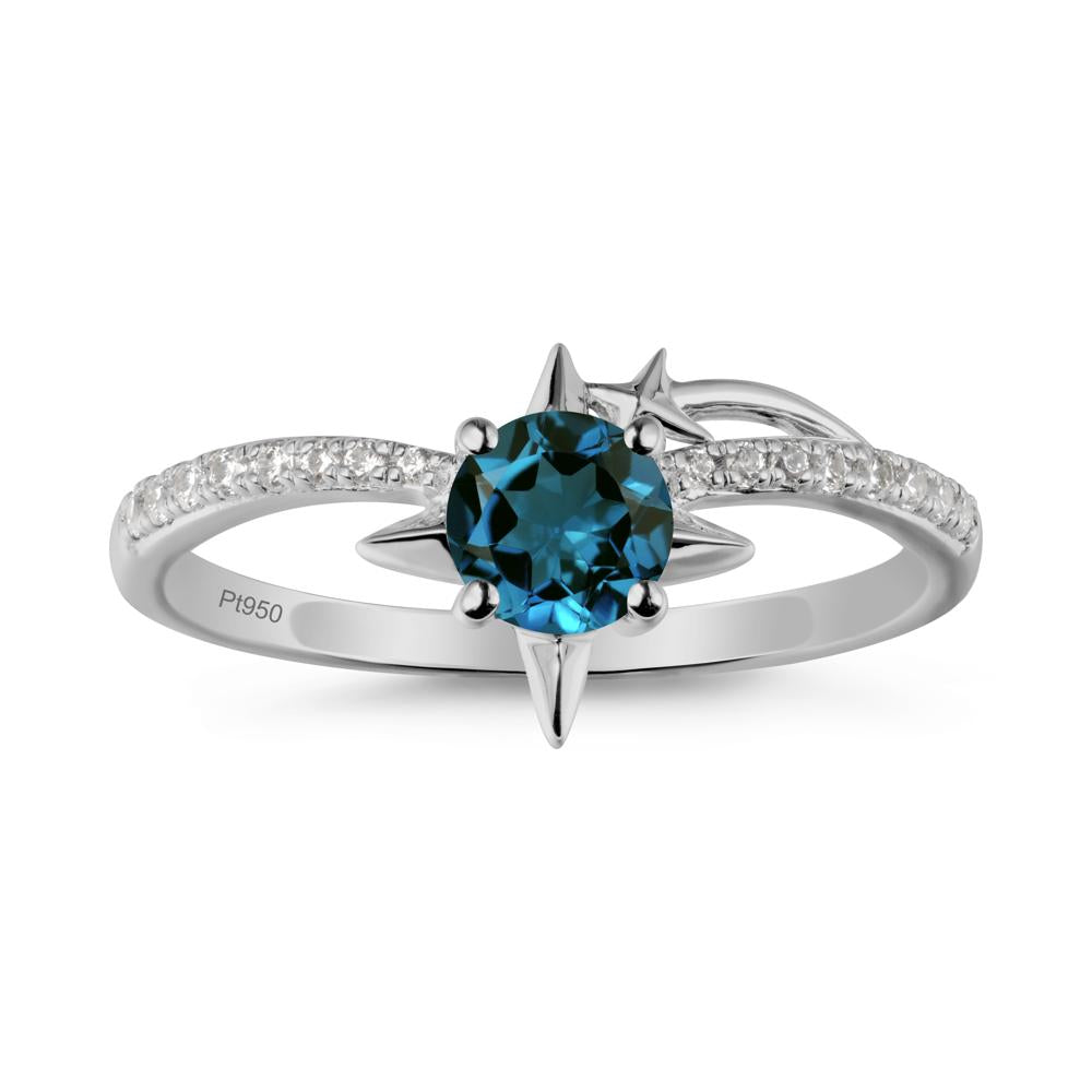 Simple Four Point Star London Blue Topaz Ring - LUO Jewelry #metal_platinum