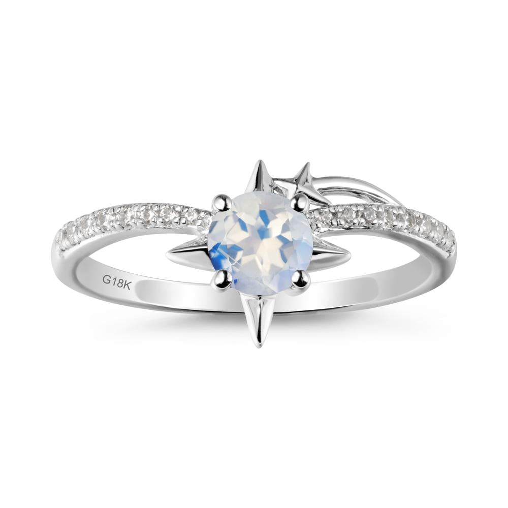 Simple Four Point Star Moonstone Ring - LUO Jewelry #metal_18k white gold