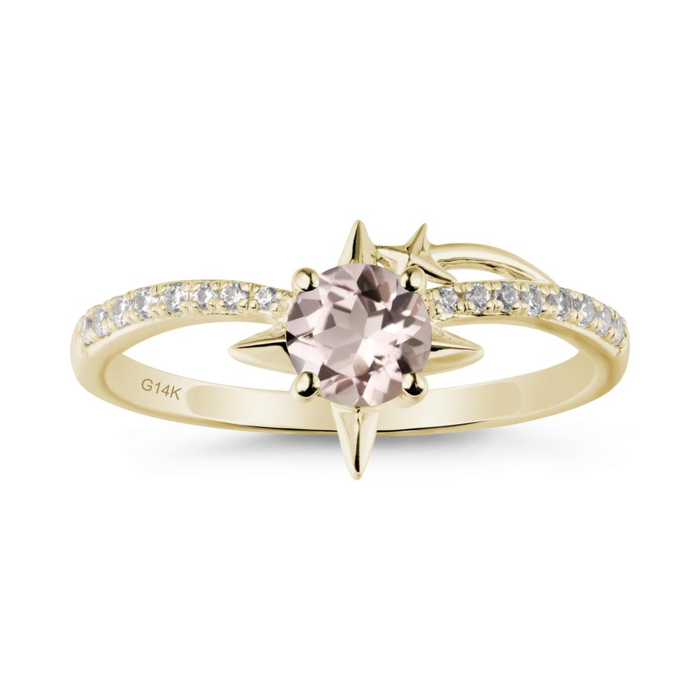 Round Morganite Four Point Star Ring - LUO Jewelry #metal_14k yellow gold