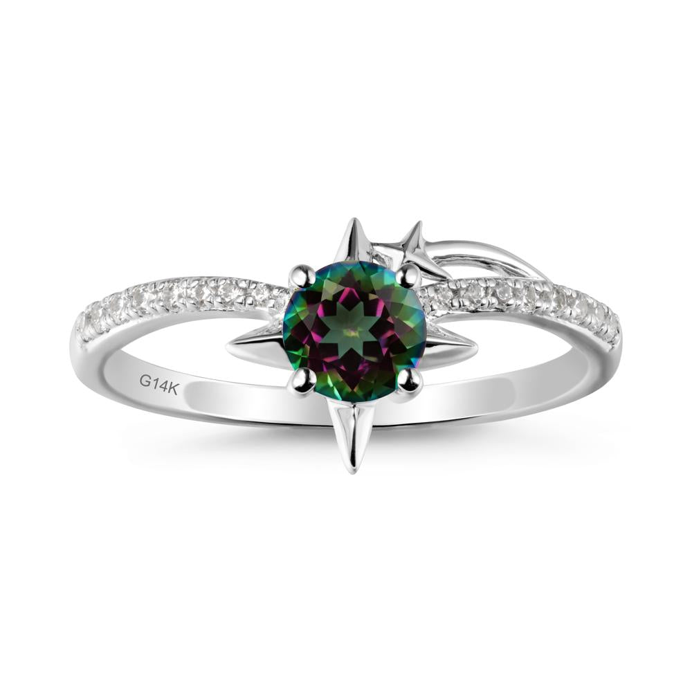 Simple Four Point Star Mystic Topaz Ring - LUO Jewelry #metal_14k white gold