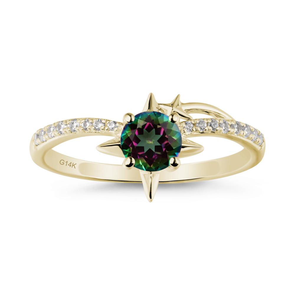Simple Four Point Star Mystic Topaz Ring - LUO Jewelry #metal_14k yellow gold