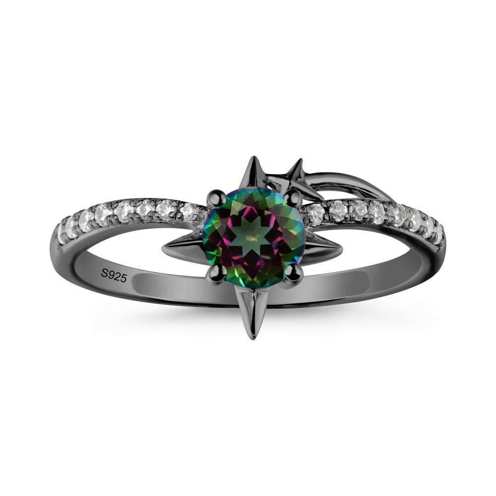 Simple Four Point Star Mystic Topaz Ring - LUO Jewelry #metal_black finish sterling silver