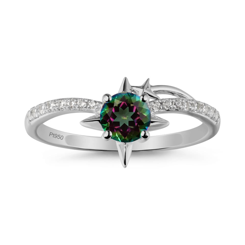 Simple Four Point Star Mystic Topaz Ring - LUO Jewelry #metal_platinum