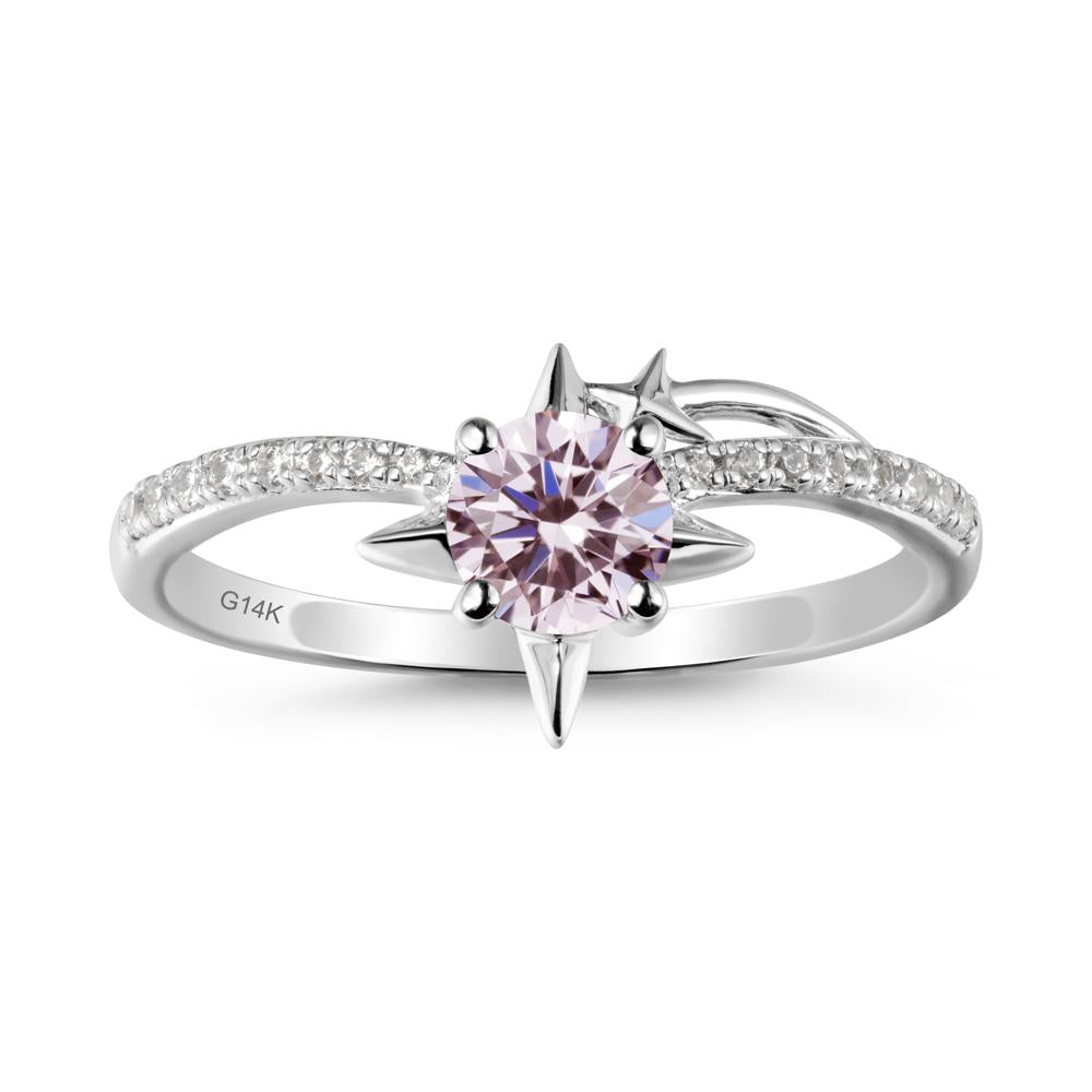 Round Pink Cubic Zirconia Four Point Star Ring - LUO Jewelry #metal_14k white gold