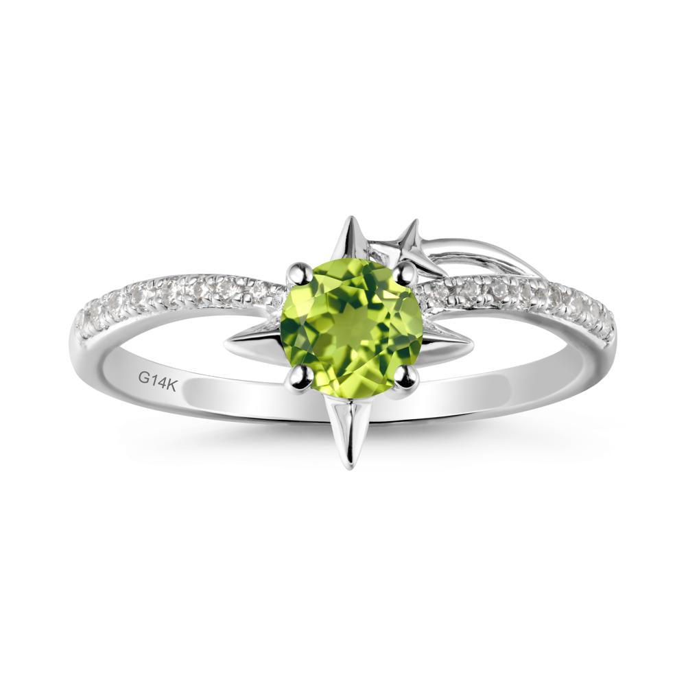 Simple Four Point Star Peridot Ring - LUO Jewelry #metal_14k white gold