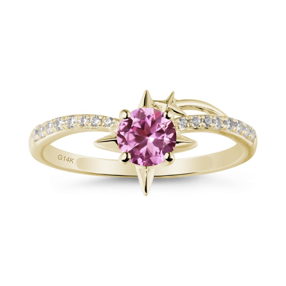 Simple Four Point Star Pink Sapphire Ring - LUO Jewelry #metal_14k yellow gold
