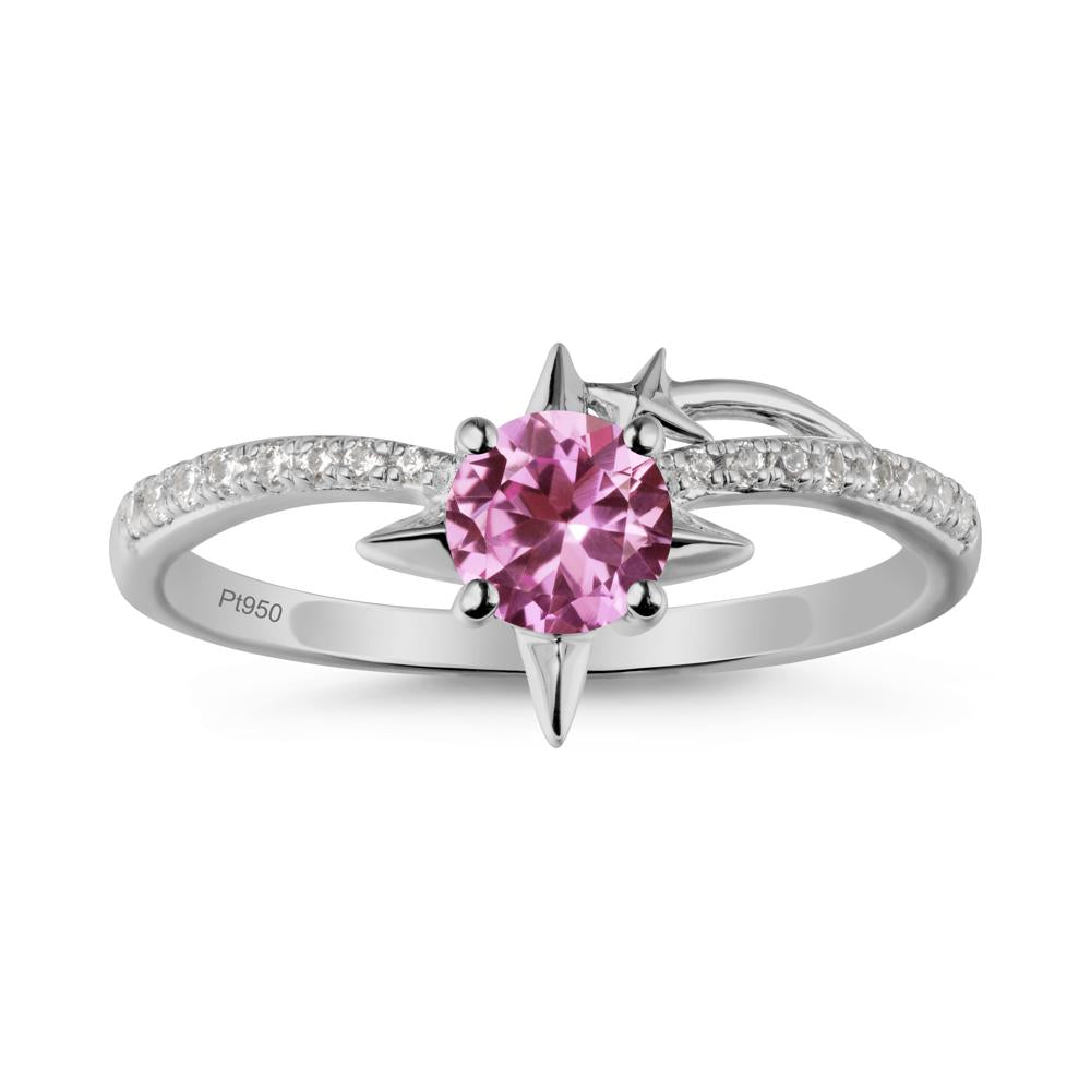 Simple Four Point Star Pink Sapphire Ring - LUO Jewelry #metal_platinum