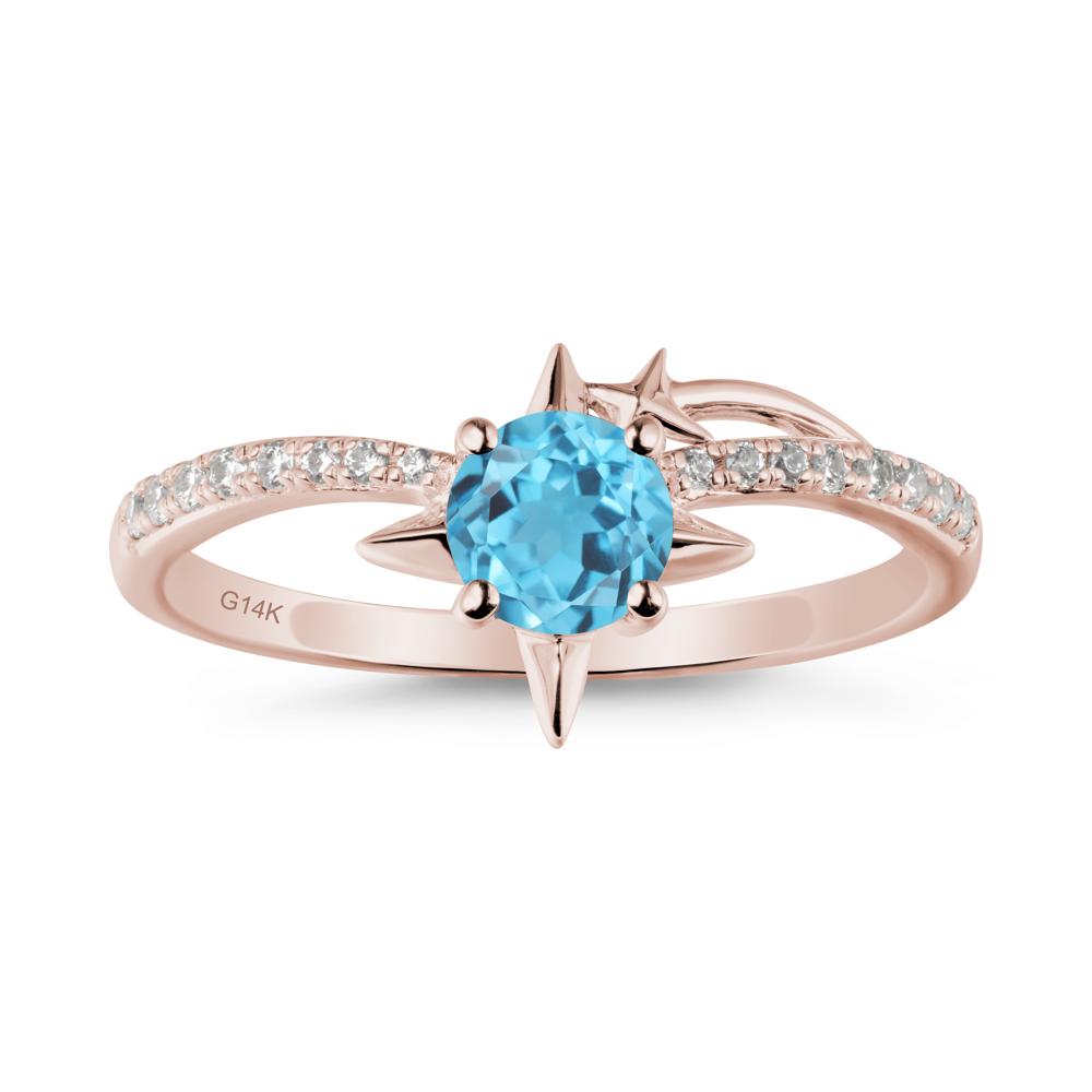 Simple Four Point Star Swiss Blue Topaz Ring - LUO Jewelry #metal_14k rose gold