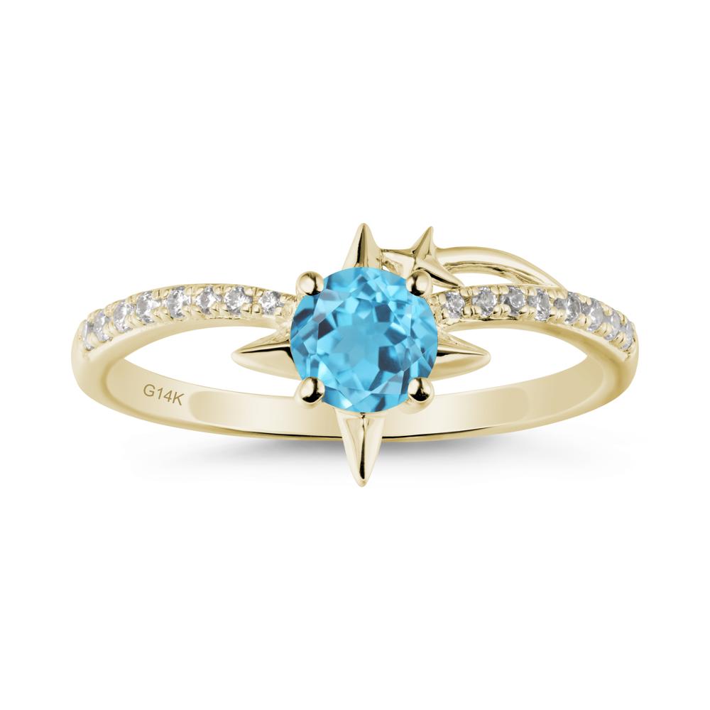 Simple Four Point Star Swiss Blue Topaz Ring - LUO Jewelry #metal_14k yellow gold