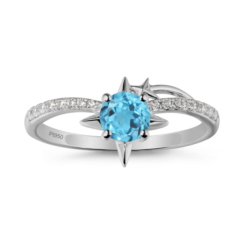 Simple Four Point Star Swiss Blue Topaz Ring - LUO Jewelry #metal_platinum