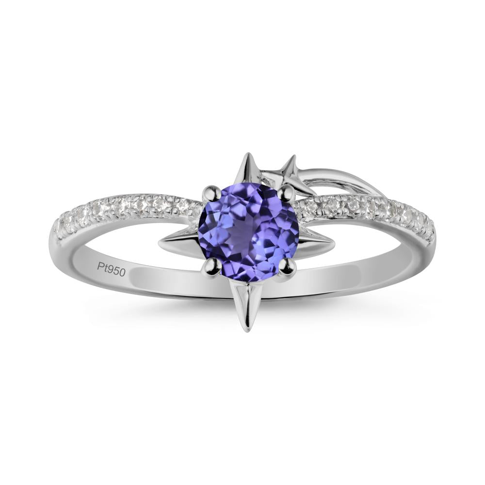 Round Tanzanite Four Point Star Ring - LUO Jewelry #metal_platinum