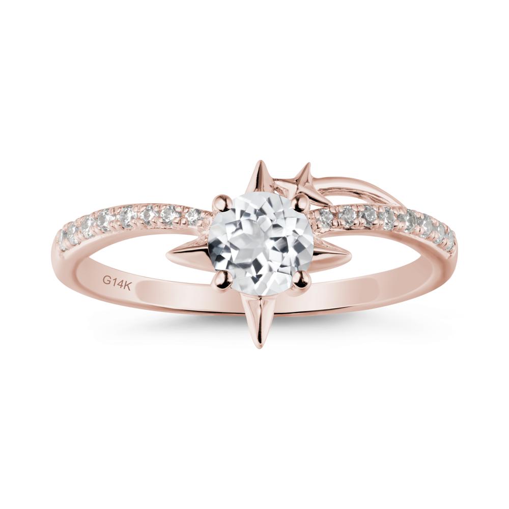 Simple Four Point Star White Topaz Ring - LUO Jewelry #metal_14k rose gold