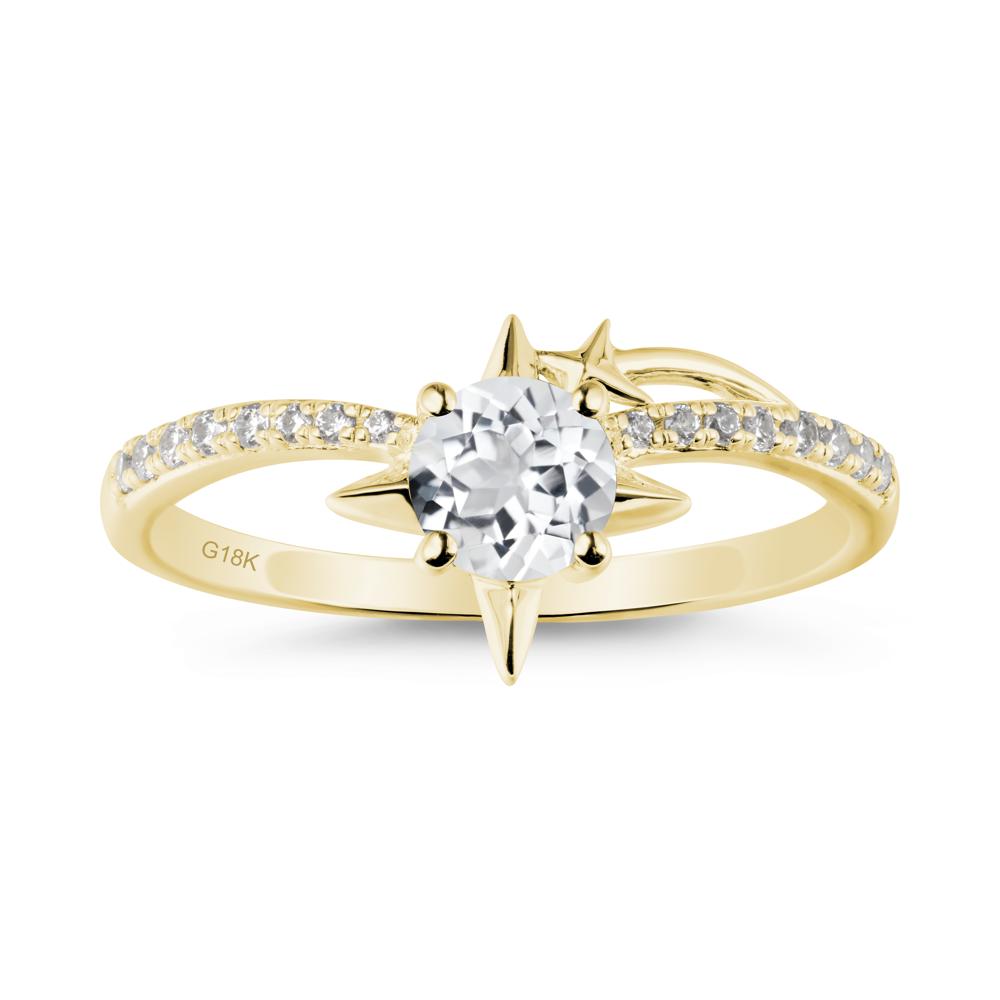 Simple Four Point Star White Topaz Ring - LUO Jewelry #metal_18k yellow gold