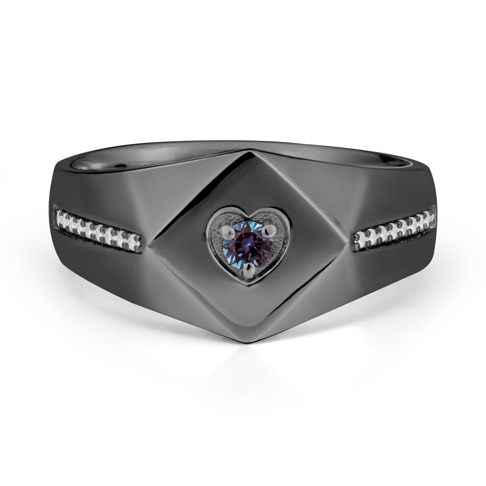 Wide Band Alexandrite Ring with Pav茅 Accents - LUO Jewelry #metal_black finish sterling silver