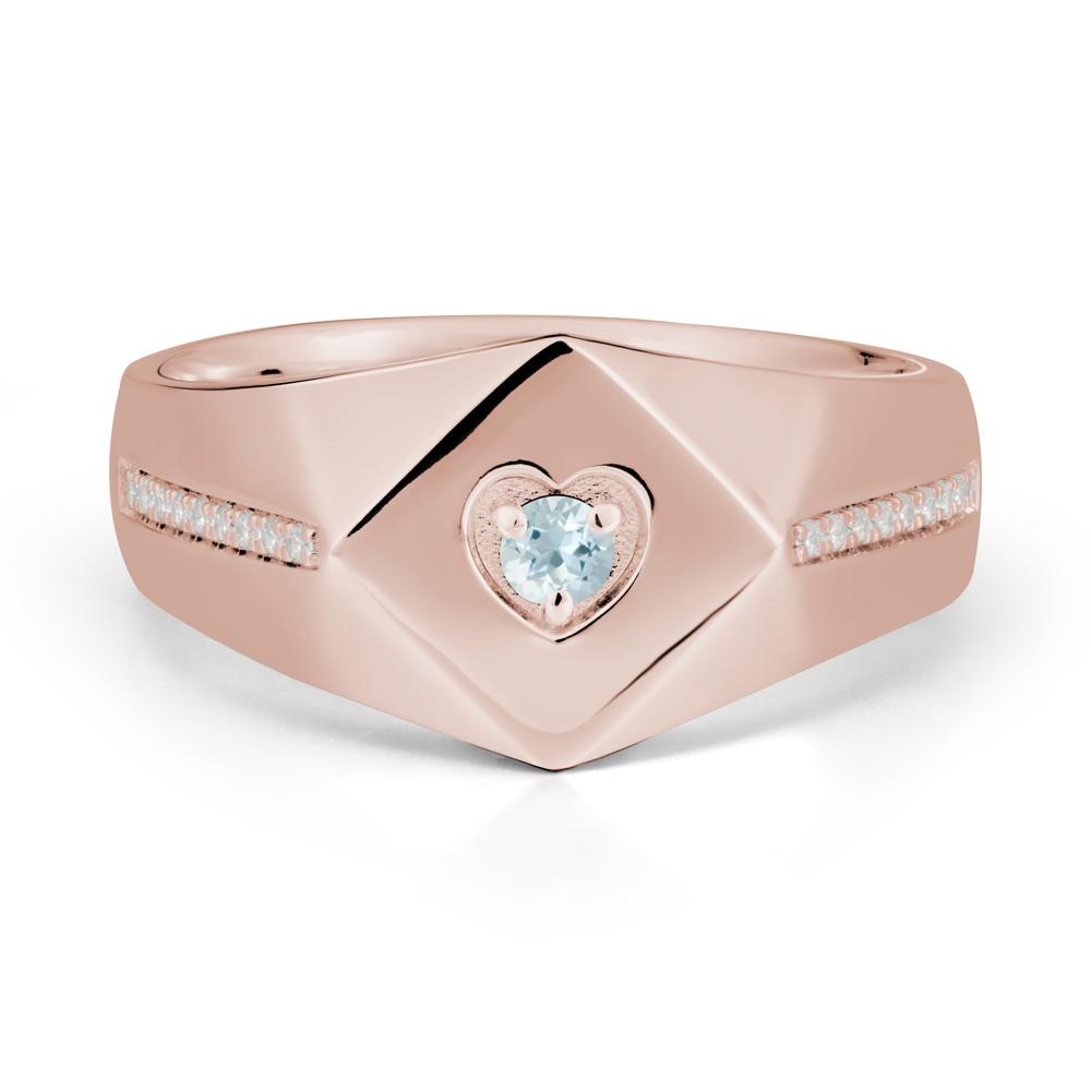 Wide Band Aquamarine Ring with Pav茅 Accents - LUO Jewelry #metal_14k rose gold