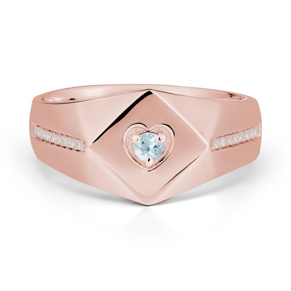Wide Band Aquamarine Ring with Pav茅 Accents - LUO Jewelry #metal_18k rose gold