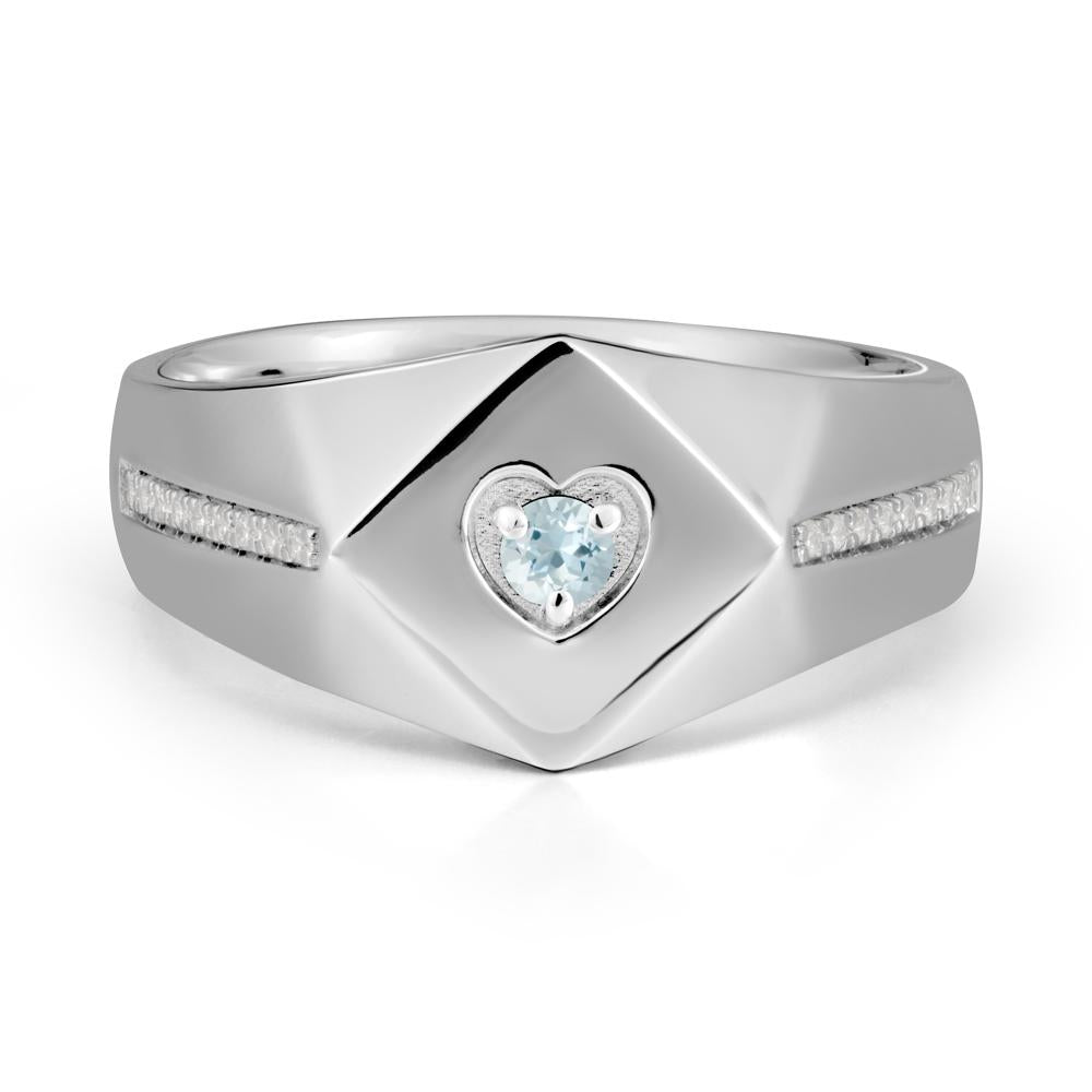 Wide Band Aquamarine Ring with Pav茅 Accents - LUO Jewelry #metal_sterling silver