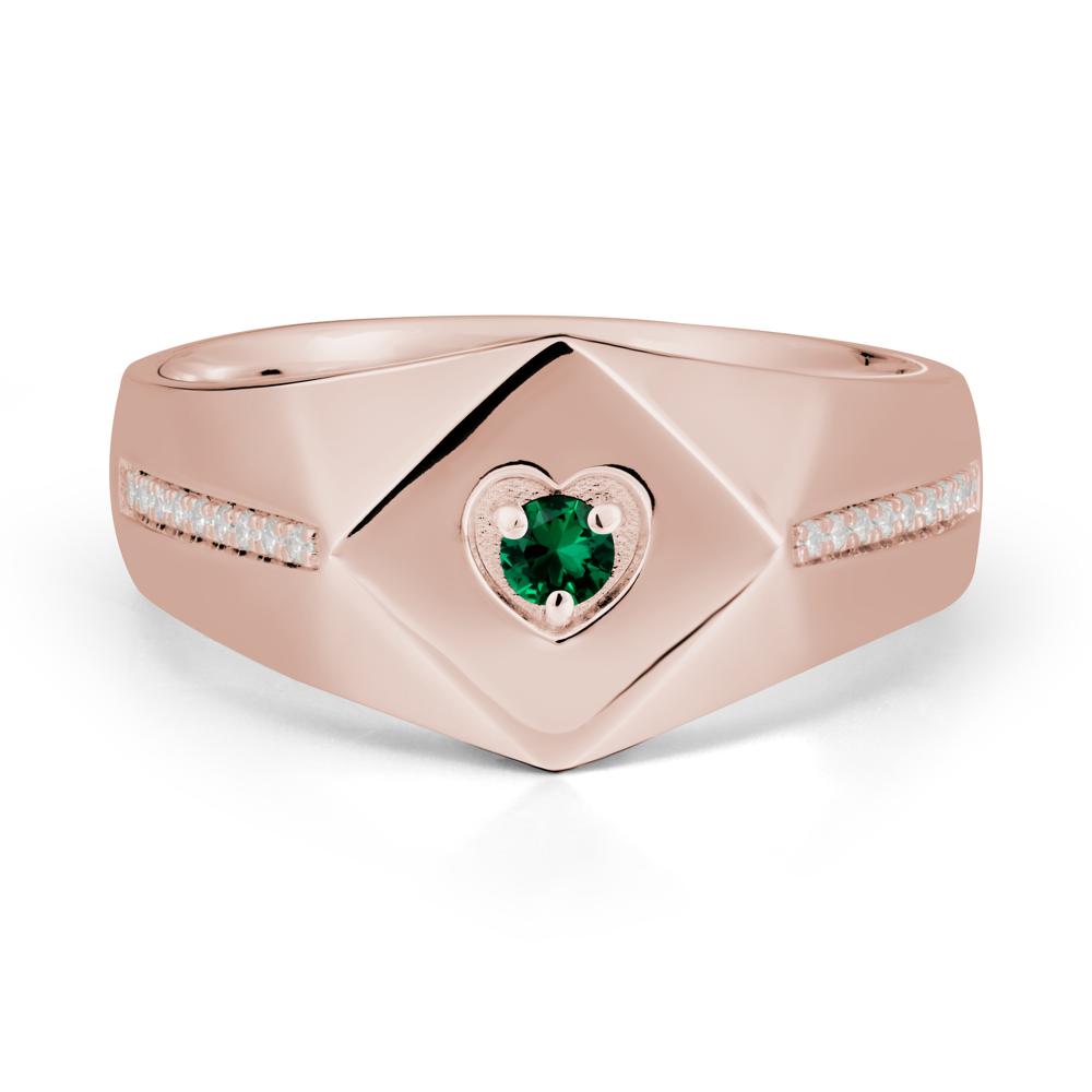 Wide Band Emerald Ring with Pav茅 Accents - LUO Jewelry #metal_14k rose gold