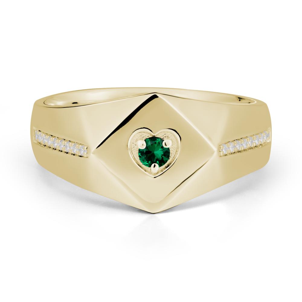 Wide Band Emerald Ring with Pav茅 Accents - LUO Jewelry #metal_14k yellow gold