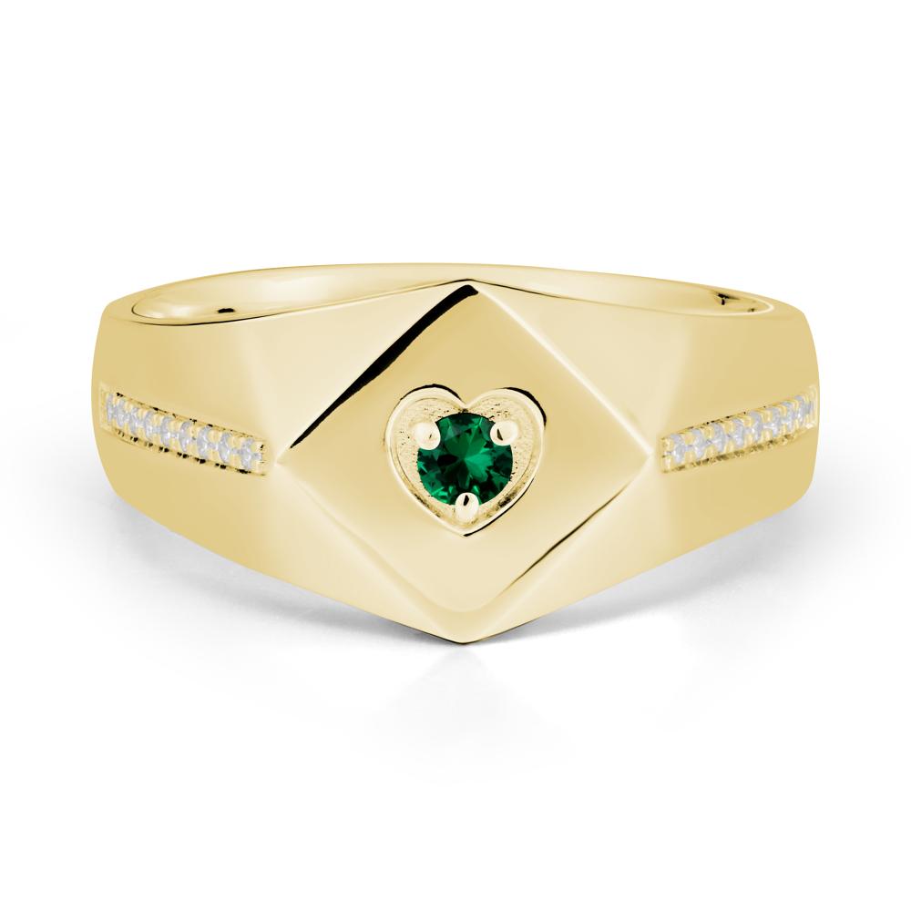 Wide Band Emerald Ring with Pav茅 Accents - LUO Jewelry #metal_18k yellow gold