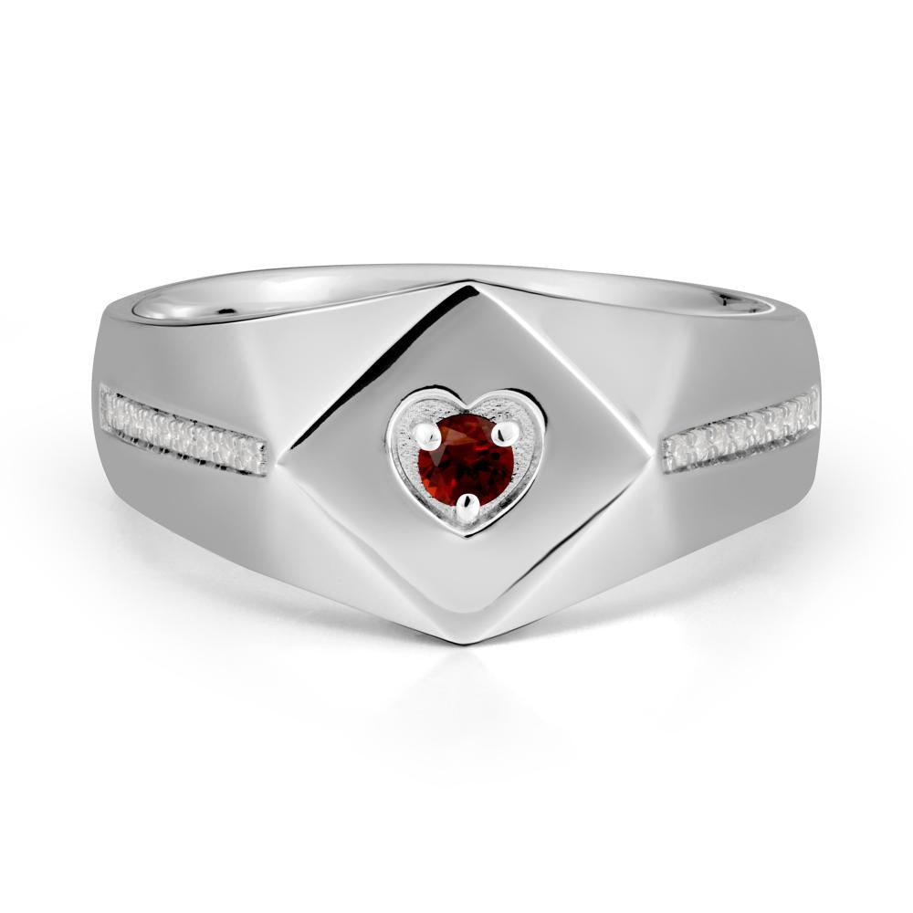 Minimalist Men Garnet Ring - LUO Jewelry #metal_14k white gold