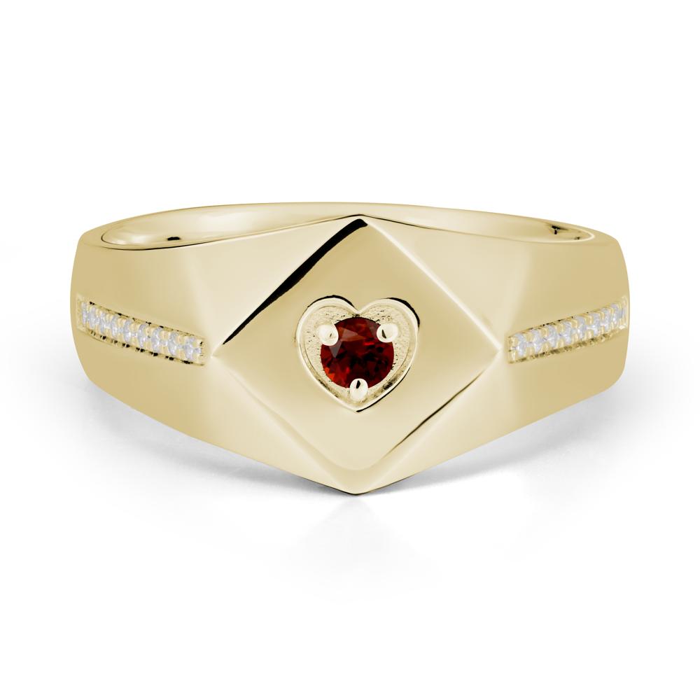 Minimalist Men Garnet Ring - LUO Jewelry #metal_14k yellow gold