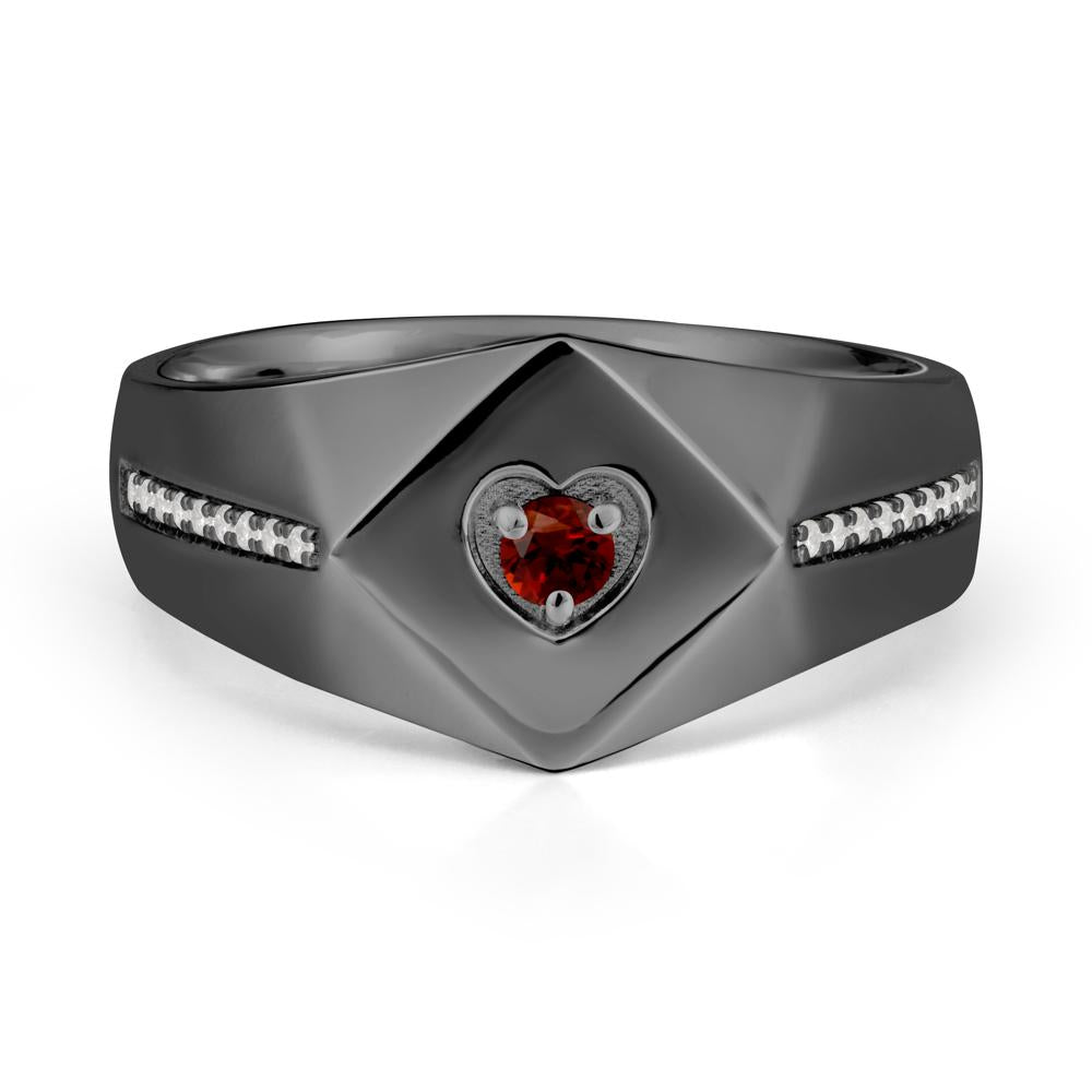 Minimalist Men Garnet Ring - LUO Jewelry #metal_black finish sterling silver