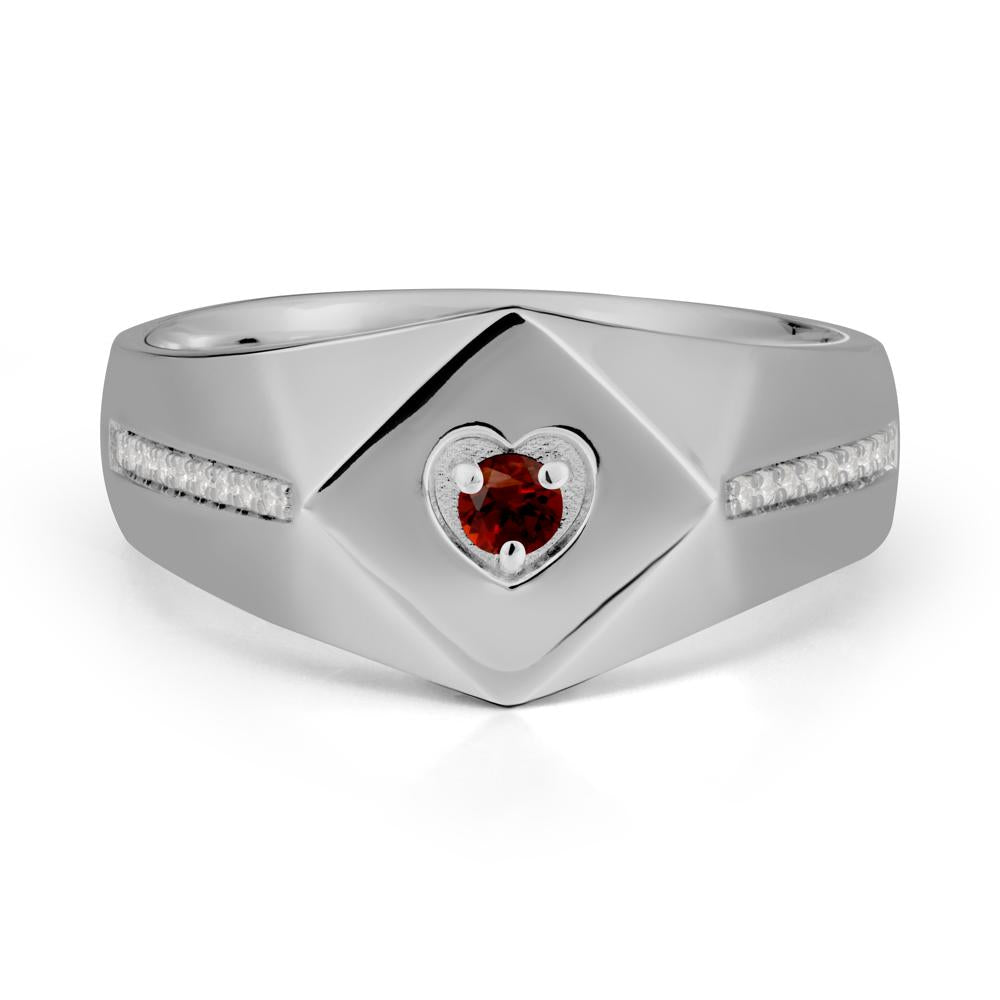 Minimalist Men Garnet Ring - LUO Jewelry #metal_platinum
