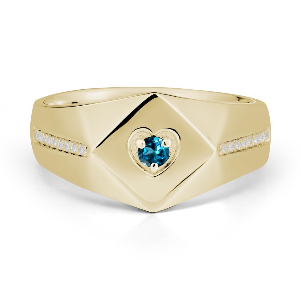 Wide Band London Blue Topaz Ring with Pav茅 Accents - LUO Jewelry #metal_14k yellow gold