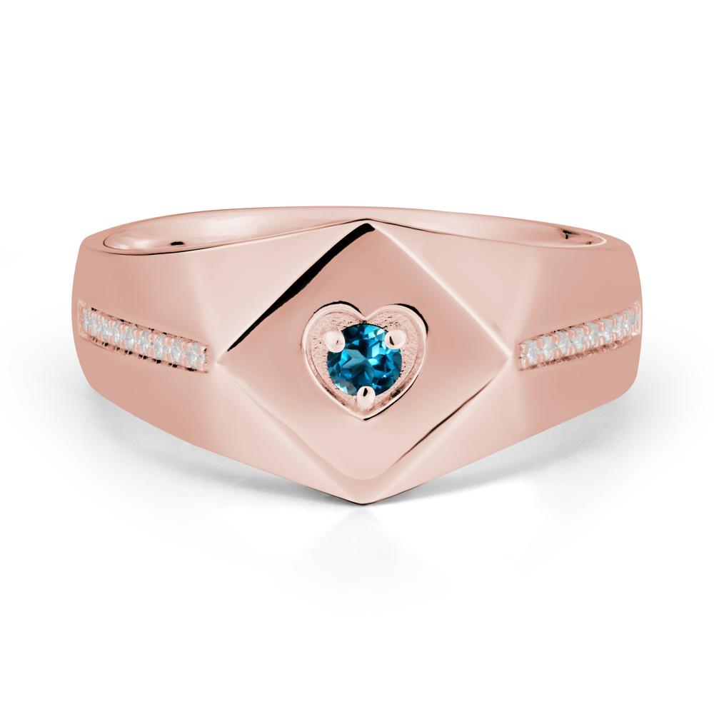 Wide Band London Blue Topaz Ring with Pav茅 Accents - LUO Jewelry #metal_18k rose gold
