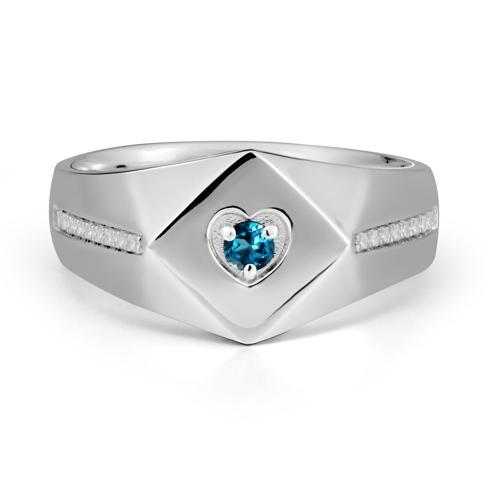Wide Band London Blue Topaz Ring with Pav茅 Accents - LUO Jewelry #metal_18k white gold