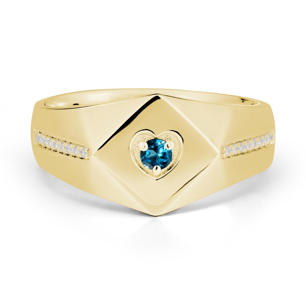 Wide Band London Blue Topaz Ring with Pav茅 Accents - LUO Jewelry #metal_18k yellow gold