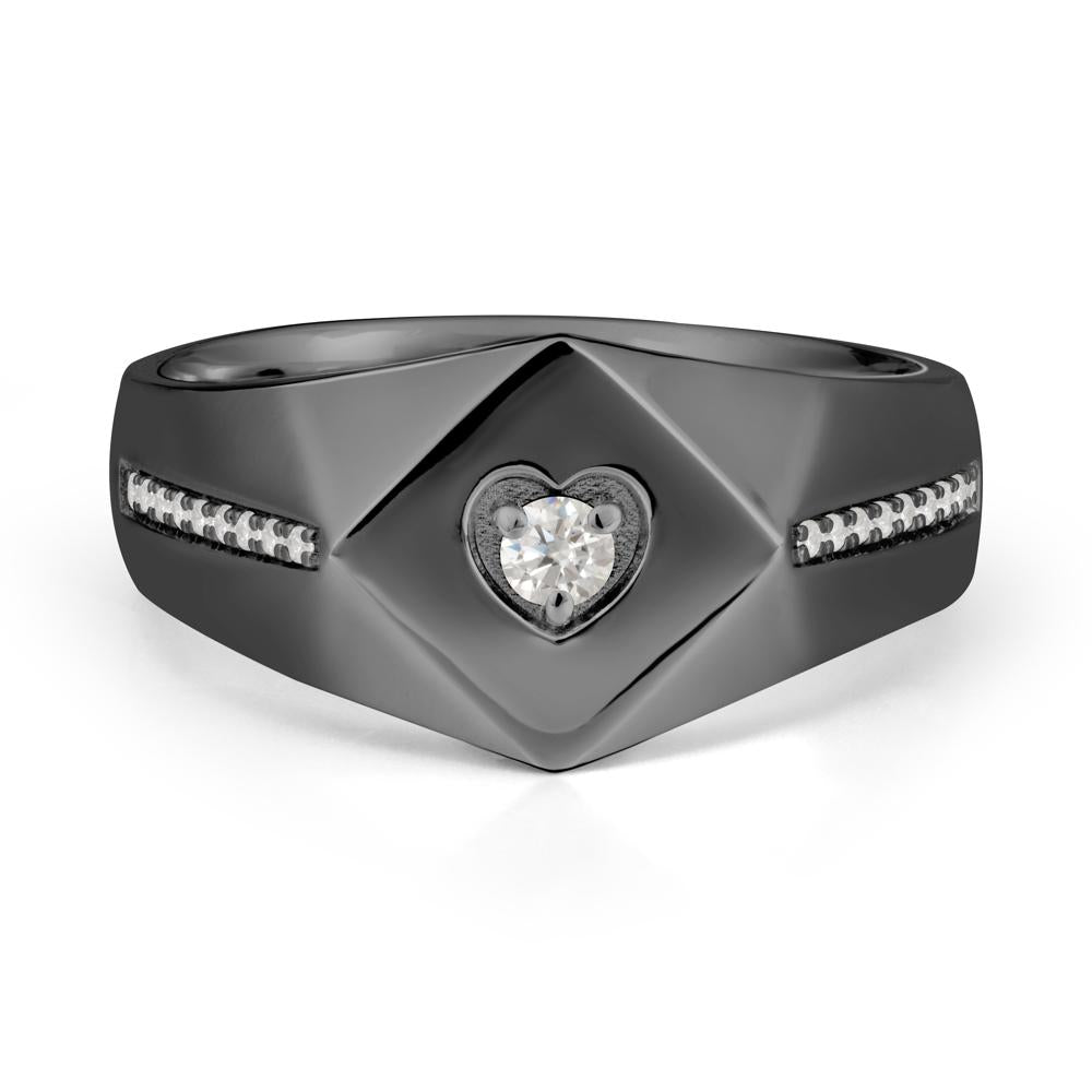 Minimalist Men Moissanite Ring - LUO Jewelry #metal_black finish sterling silver