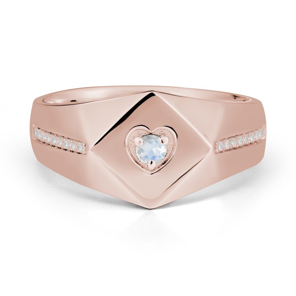 Wide Band Moonstone Ring with Pav茅 Accents - LUO Jewelry #metal_14k rose gold
