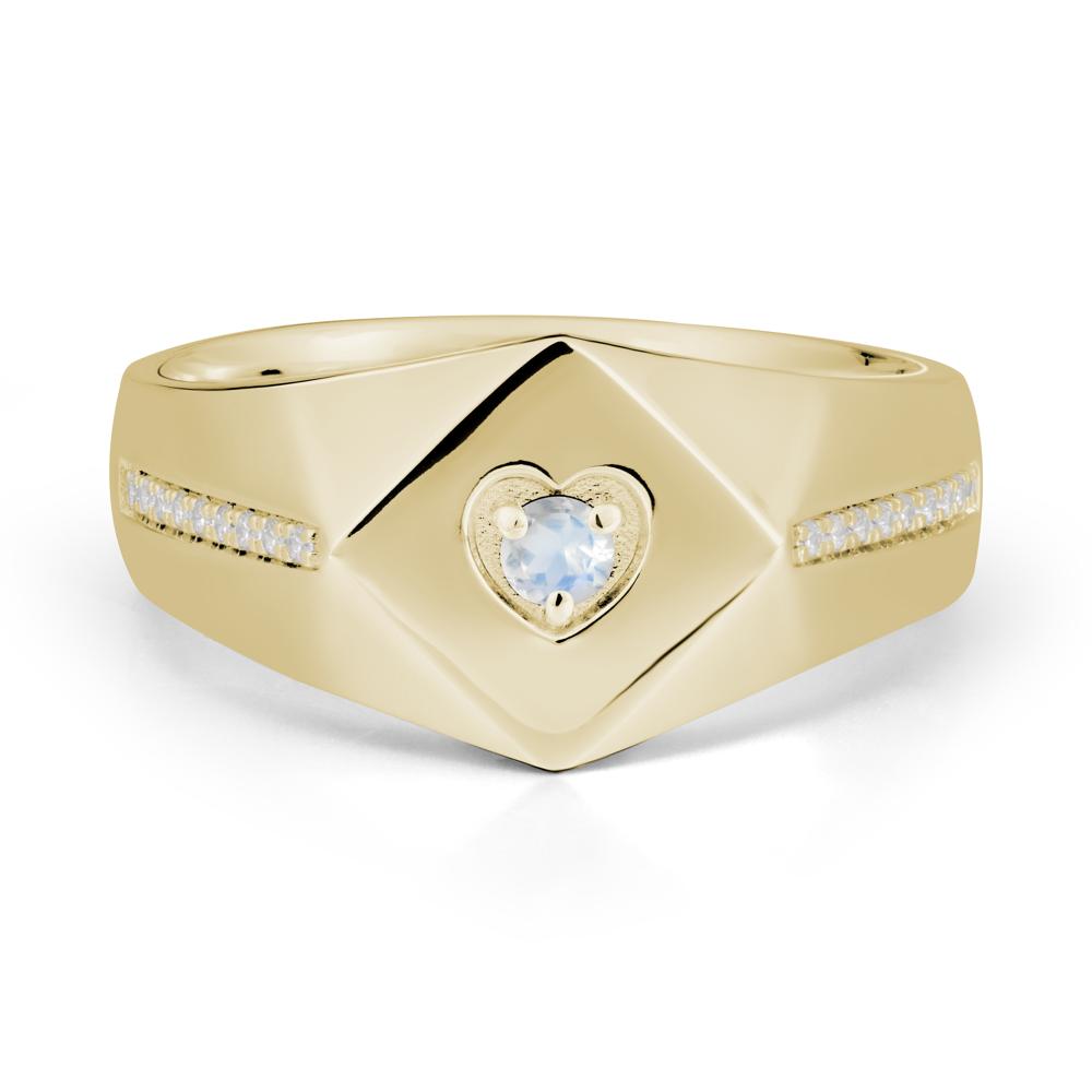 Wide Band Moonstone Ring with Pav茅 Accents - LUO Jewelry #metal_14k yellow gold