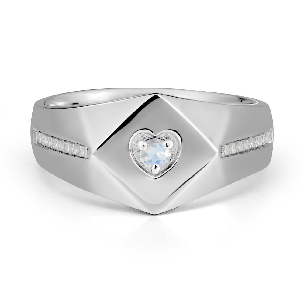 Wide Band Moonstone Ring with Pav茅 Accents - LUO Jewelry #metal_18k white gold