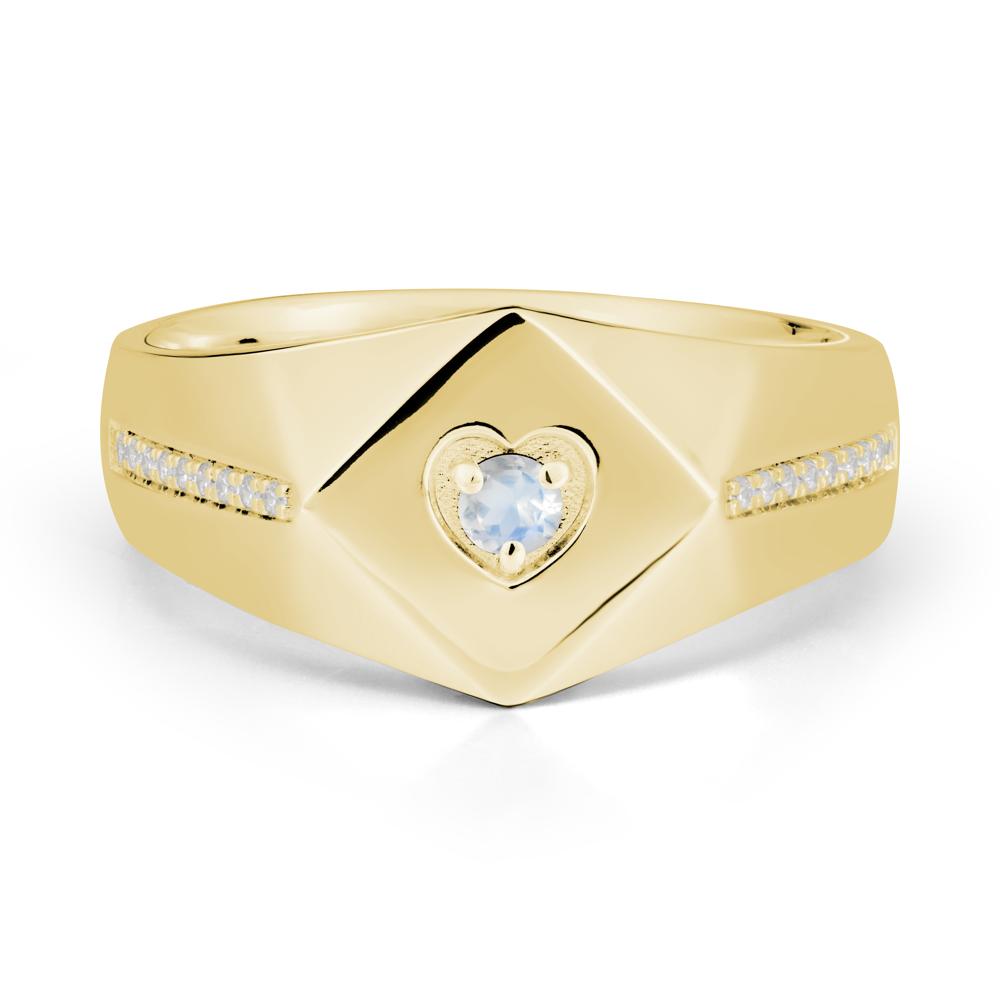 Wide Band Moonstone Ring with Pav茅 Accents - LUO Jewelry #metal_18k yellow gold