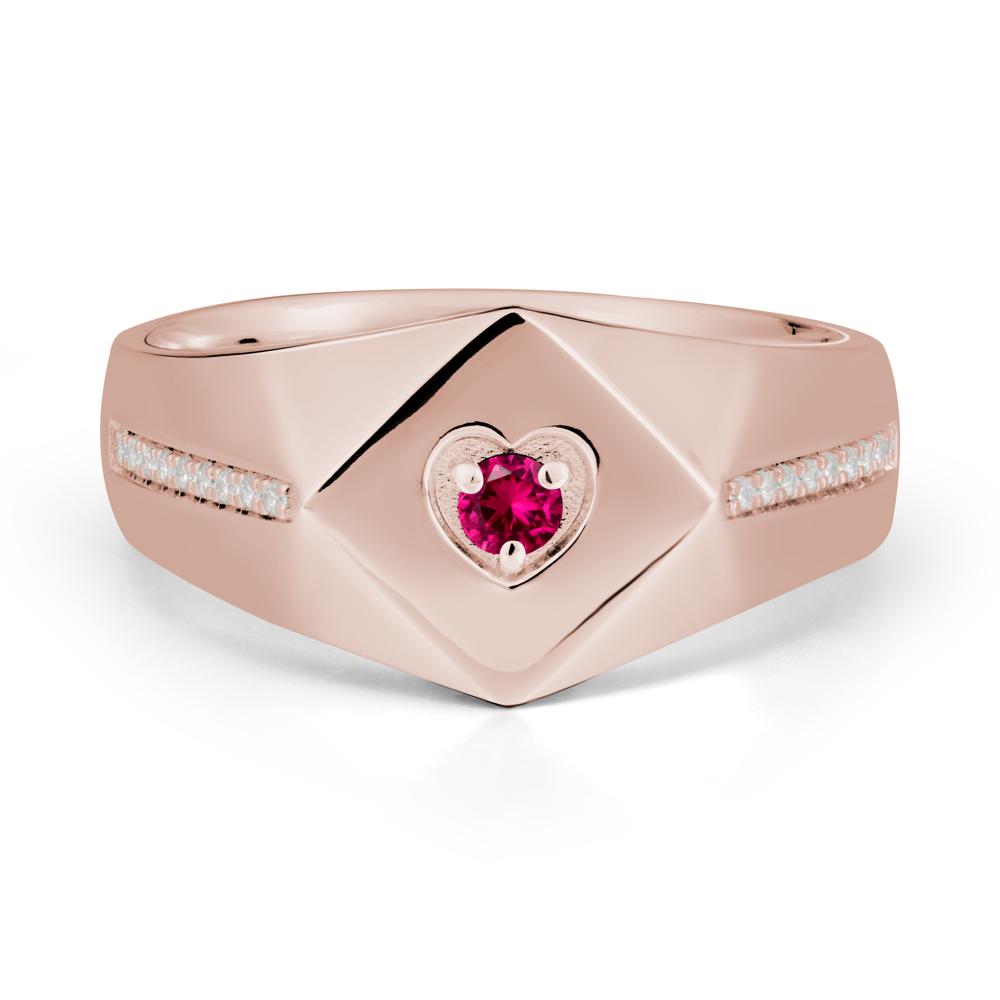 Wide Band Ruby Ring with Pav茅 Accents - LUO Jewelry #metal_14k rose gold