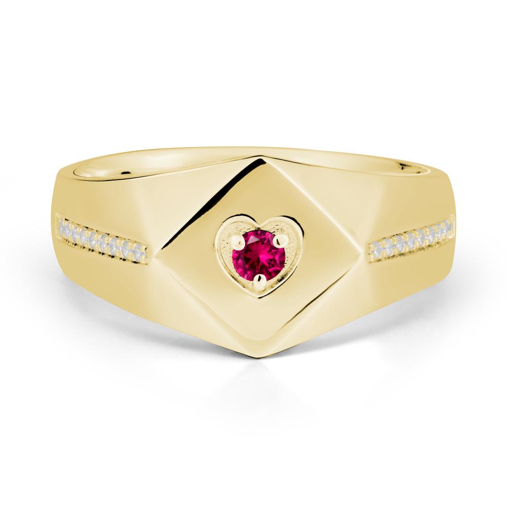 Wide Band Ruby Ring with Pav茅 Accents - LUO Jewelry #metal_18k yellow gold